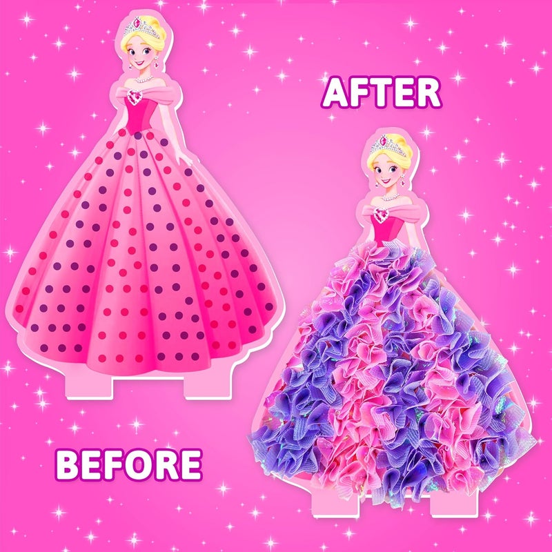 AGENTLAN Poke Art Princess Kit for Kids, DIY Craft Kits with Magical Princesses & Unicorn, Mess-Free Fabric Arts and Crafts, Fun & Easy Kits for Kids, Birthday Gifts for Ages 4 5 6 7 8+ - Image 5